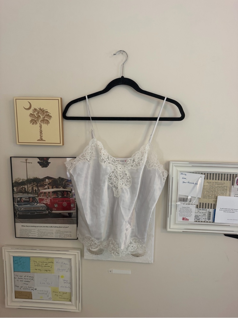 Victoria's Secret White Satin Lace Trim Camisole